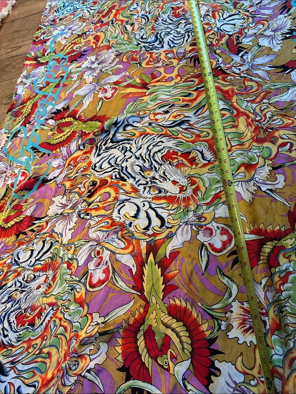 Vintage Ed Hardy  100% Silk Vibrant Multicolor Floral Silk Scarf 🧣